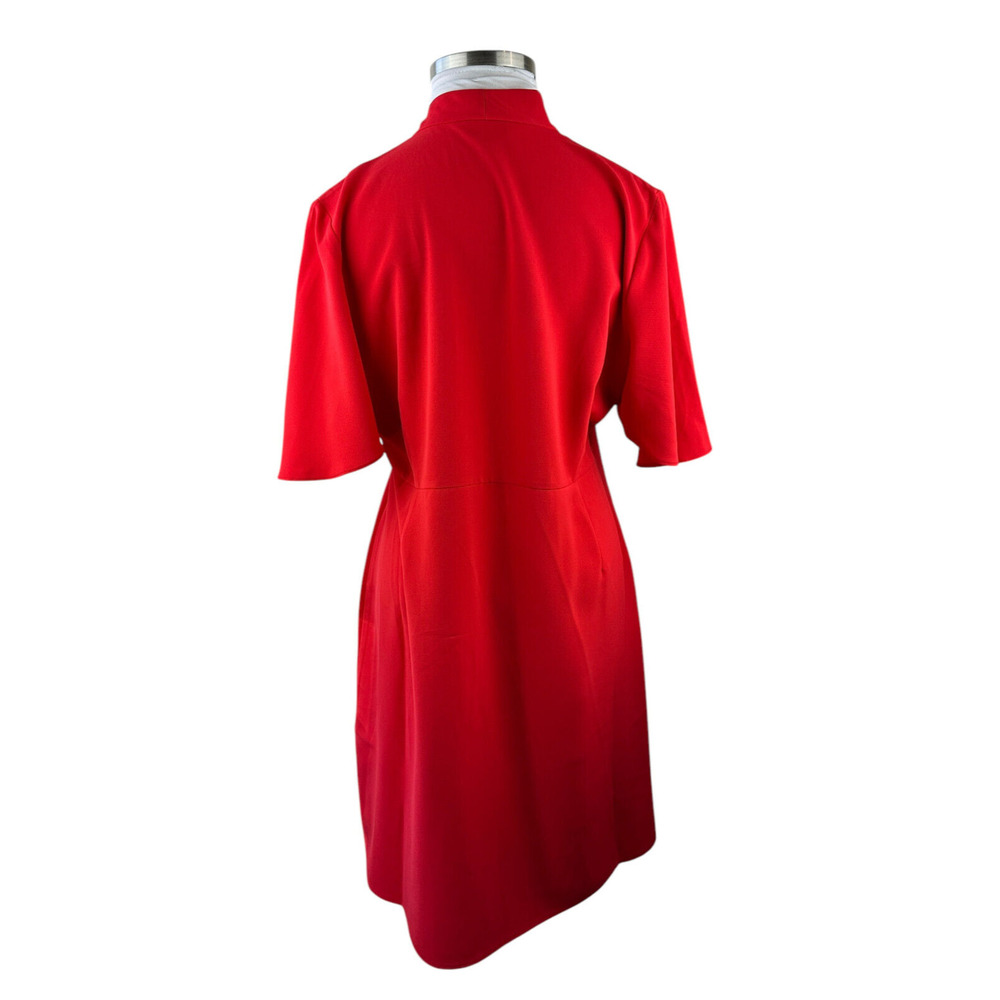 Ming Wang Butterfly Sleeve Crepe de Chine Wrap Dress Poppy Red Women's Size XL - Picture 12 of 16